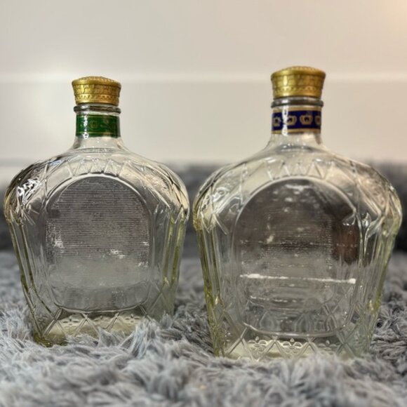 Crown Royal Empty Whiskey Bottles Lot of 2 750mL Canadian Glass DIY Decor - Picture 1 of 7